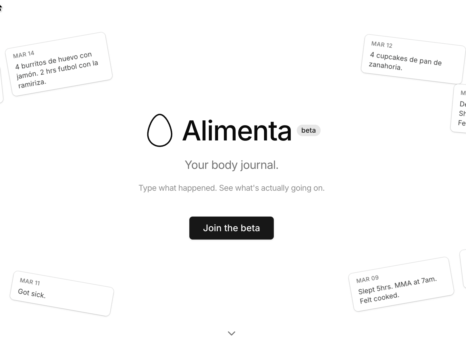 Alimenta — your body journal